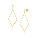 14k Yellow Gold Diamond Shape Chain Drop Earrings-1