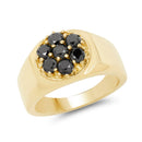 14K Yellow Gold Plated 0.98 Carat Genuine Black Diamond .925 Sterling Silver Ring-1