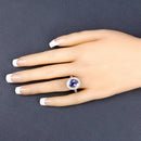 2.94 Carat Genuine Tanzanite and White Diamond 14K White Gold Ring-3