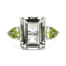 11.90 Carat Genuine Green Amethyst and Peridot .925 Sterling Silver Ring-3