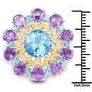 8.86 Carat Genuine London Blue Topaz and Amethyst .925 Sterling Silver Ring-3