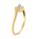 10K Yellow Gold over .925 Sterling Silver 1/10 Cttw Diamond Three-Stone Bypass Fashion Cocktail Ring ( I-J Color, I2-I3 Clarity) - Size 6-4