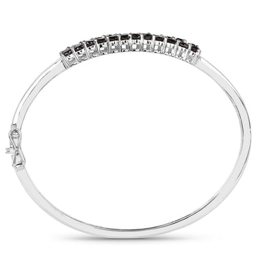 3.53 Carat Genuine Black Diamond .925 Sterling Silver Bangle - 0