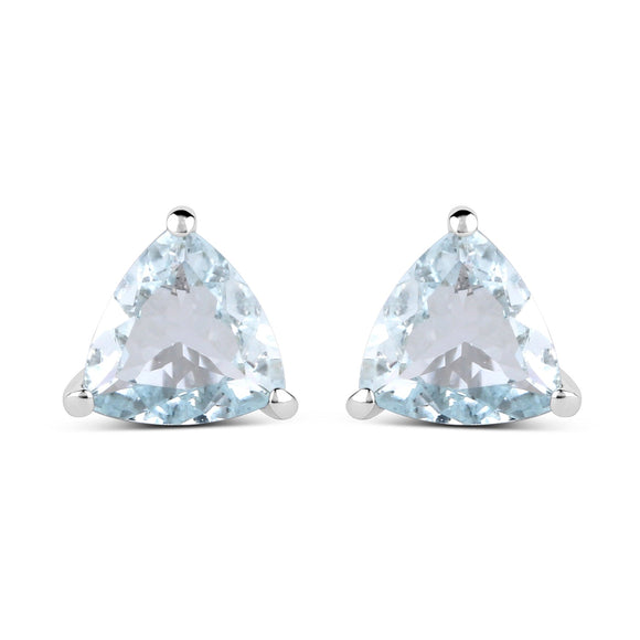 1.26 Carat Genuine Aquamarine .925 Sterling Silver Earrings
