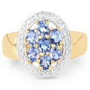 14K Yellow Gold Plated 1.19 Carat Genuine Tanzanite .925 Sterling Silver Ring-3
