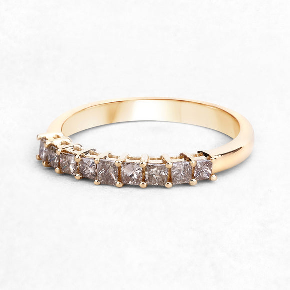0.50 Carat Genuine Champagne Diamond 14K Yellow Gold Ring (I1-I2)