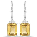 5.63 Carat Genuine Citrine and White Topaz .925 Sterling Silver Earrings-1