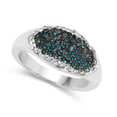 0.45 Carat Genuine Blue Diamond and White Diamond .925 Sterling Silver Ring-2