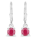 1.20 Carat Genuine Ruby .925 Sterling Silver Earrings-1