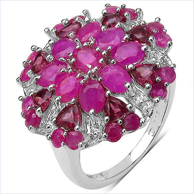 3.90 Carat Genuine Ruby & Rhodolite .925 Sterling Silver Ring - 0
