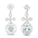 4.42 Carat Genuine Aquamarine and White Zircon .925 Sterling Silver Earrings-3