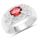 1.37 Carat Genuine Pink Topaz and White Cubic Zirconia .925 Sterling Silver Ring-1