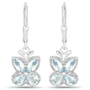 1.76 Carat Genuine Aquamarine .925 Sterling Silver Earrings-1