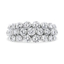 10K White Gold 2 1/2 Cttw Round Natural Diamond 3 Row Band Ring (I-J Color, I1-I2 Clarity) - Ring Size 7-1