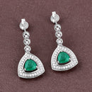 1.39 Carat Genuine Zambian Emerald and White Diamond 14K White Gold Earrings-2