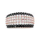 18K Rose Gold 2 1/5 Cttw Black and White Diamond 6 Row Band Ring (F-G and Black Color, VS1-VS2 Clarity) - Ring Size 7-1