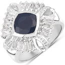 3.06 Carat Glass Filled Sapphire and White Topaz .925 Sterling Silver Ring-1