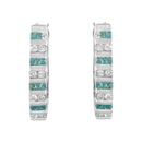 10k White Gold Round and Blue Baguette 1/2 cttw Diamond Hoop Earrings (I-J Color, I2-I3 Clarity)-3