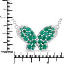 2.80 Carat Genuine Emerald and White Zircon .925 Sterling Silver Pendant-3