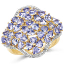 14K Yellow Gold Plated 3.60 Carat Genuine Tanzanite .925 Sterling Silver Ring-1