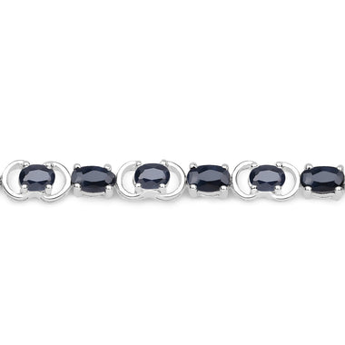 7.41 Carat Genuine Black Sapphire .925 Sterling Silver Bracelet - 0