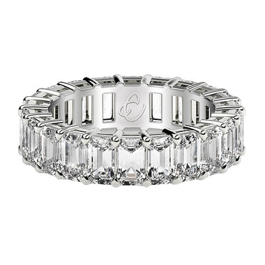 Emerald Cut Lab Grown Diamond Eternity Ring in 14k White Gold (5 cttw FG/VS2) - 0