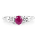 0.36 Carat Genuine Ruby and White Diamond 14K White Gold Ring-3