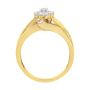 10K Yellow Gold 1/2 cttw Diamond Cluster Cocktail Ring (J-K Clarity, I1-I2 Color) - Size 7-4