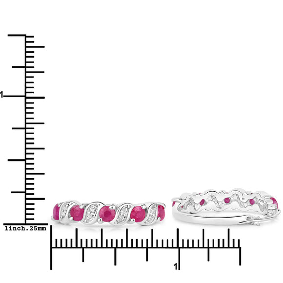 1.38 Carat Genuine Ruby and White Topaz .925 Sterling Silver Earrings