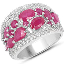 3.89 Carat Genuine Ruby and White Zircon .925 Sterling Silver Ring-1