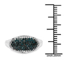 0.45 Carat Genuine Blue Diamond and White Diamond .925 Sterling Silver Ring-3