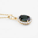 1.39 Carat Genuine Green Tourmaline and White Diamond 14K Yellow Gold Pendant-4