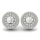 14k White Gold Double Halo Round Diamond Earrings (1 1/4 cttw)-1