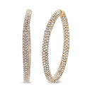 18K Rose Gold 6.90 Cttw Pave Set Diamond Inside Out Eternity Hoop Earrings (F-G Color, VS1-VS2 Clarity)-3