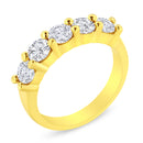 14K Yellow Gold Plated .925 Sterling Silver 1 1/2 Cttw Shared Prong Set Brilliant Round-Cut Diamond Anniversary or Wedding Band Ring (K-L Color, SI2-I1 Clarity) - Size 7-3