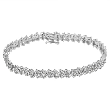 .925 Sterling Silver 1.0 cttw Diamond "Arrow" Shape Tennis Link Bracelet (I-J Color, I3 Clarity) -7.25" - 0