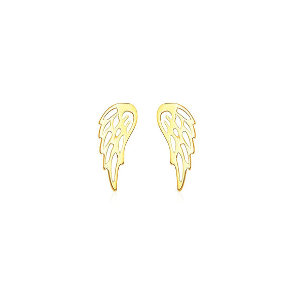 14k Yellow Gold Polished Wing Post Earrings