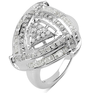 1.23 Carat Genuine White Diamond .925 Sterling Silver Ring - 0