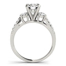 14k White Gold Split Shank 3 Stone Round Diamond Engagement Ring (2 cttw)-2