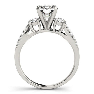 14k White Gold Split Shank 3 Stone Round Diamond Engagement Ring (2 cttw) - 0