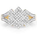 14K Yellow Gold Plated 0.32 Carat Genuine White Diamond .925 Sterling Silver Ring-3