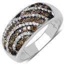 0.64 Carat Genuine Champagne Diamond & White Diamond .925 Sterling Silver Ring-1