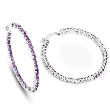 3.00 Carat Genuine Amethyst .925 Sterling Silver Earrings - 0