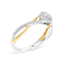 14K Yellow Gold Plated .925 Sterling Silver 1/4 Cttw Diamond Bypass and Halo Promise Ring (I-J Color, I3 Clarity) - Ring Size 7-3