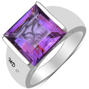 5.21 Carat Genuine Amethyst & White Diamond .925 Sterling Silver Ring-1