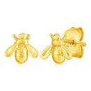 14k Yellow Gold Bee Stud Earrings-1