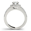 14k White Gold Halo Diamond Engagement Ring With Double Row Band (1 3/8 cttw)-2