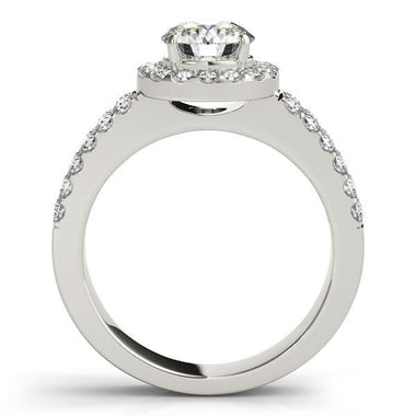 14k White Gold Halo Diamond Engagement Ring With Double Row Band (1 3/8 cttw) - 0