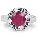 3.70 Carat Glass Filled Ruby and Blue Sapphire .925 Sterling Silver Ring-3