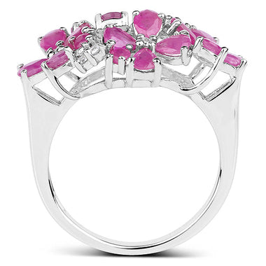 3.51 Carat Genuine Ruby and White Zircon .925 Sterling Silver Ring - 0